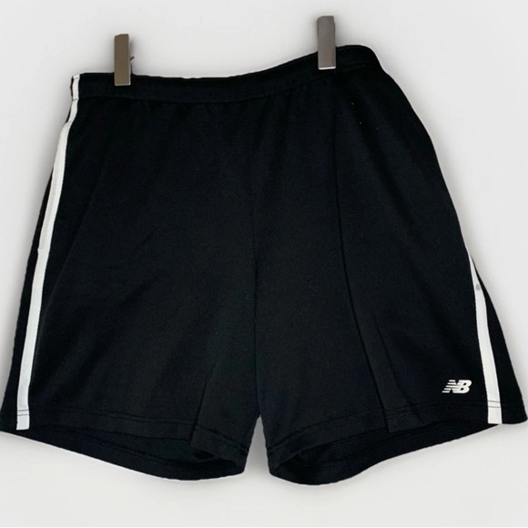 New Balance Womens White Stripe Black Shorts Activewear Size M Comfort Fit - Picture 1 of 7